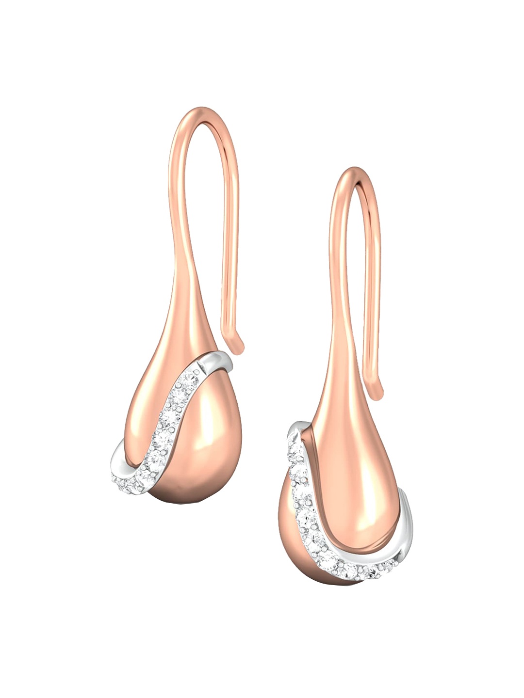 

MELORRA Pink Pout Diamond-Studded 18KT Rose Gold Earrings - 3.6 gm