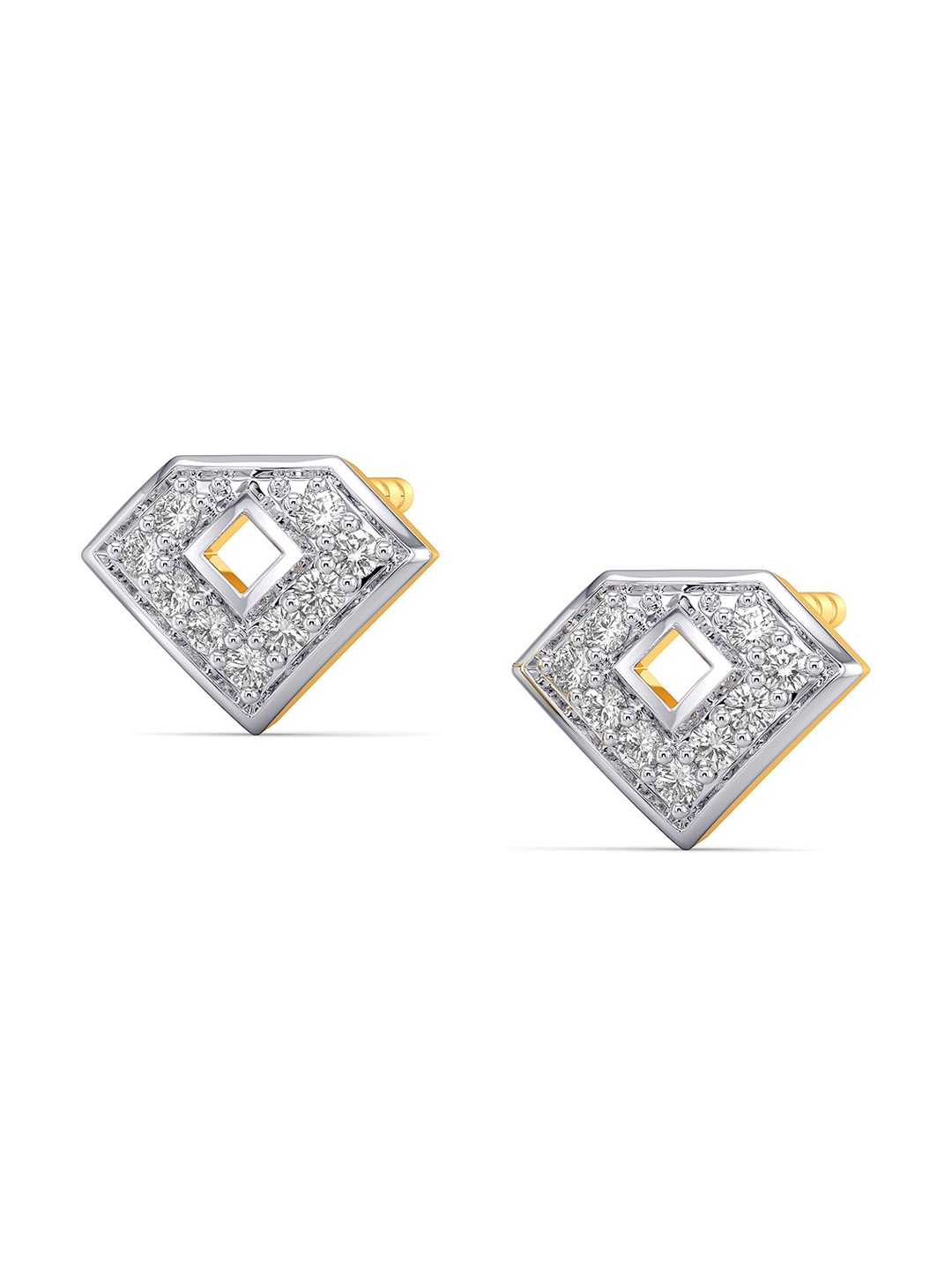 

MELORRA Bold Bolts Diamond-Studded Rhodium-Plated 18KT Gold Studs Earrings- 1.57gm