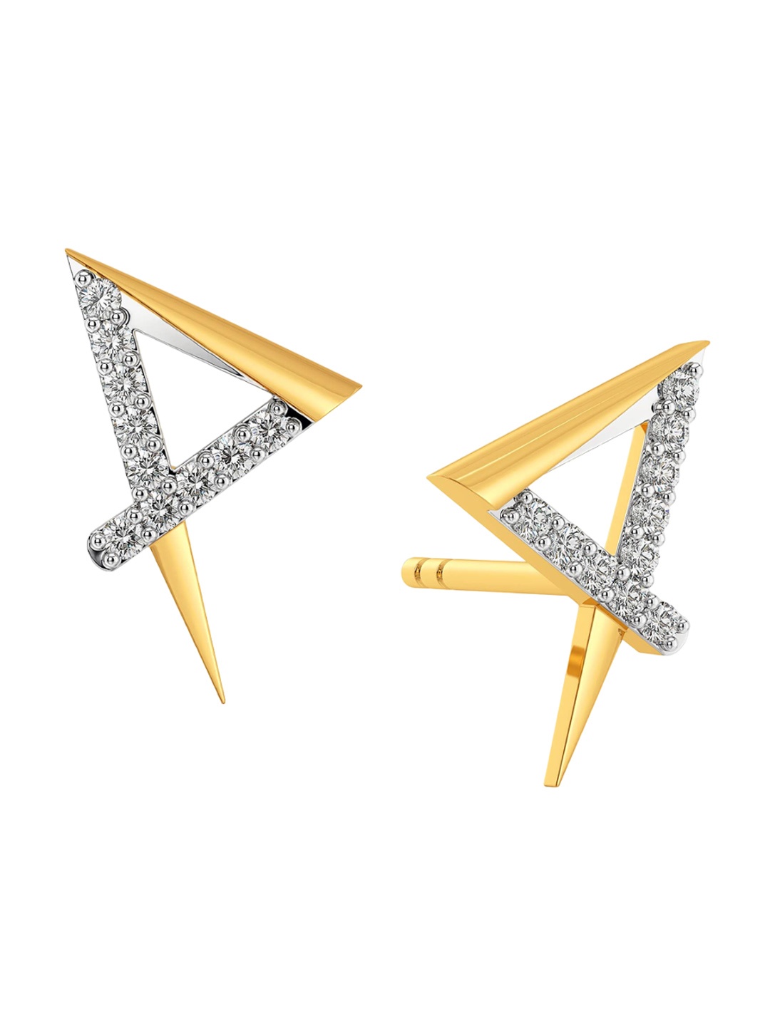 

MELORRA Power Packed Rhodium-Plated Diamond-Studded 18KT Gold Stud Earrings-1.5gm