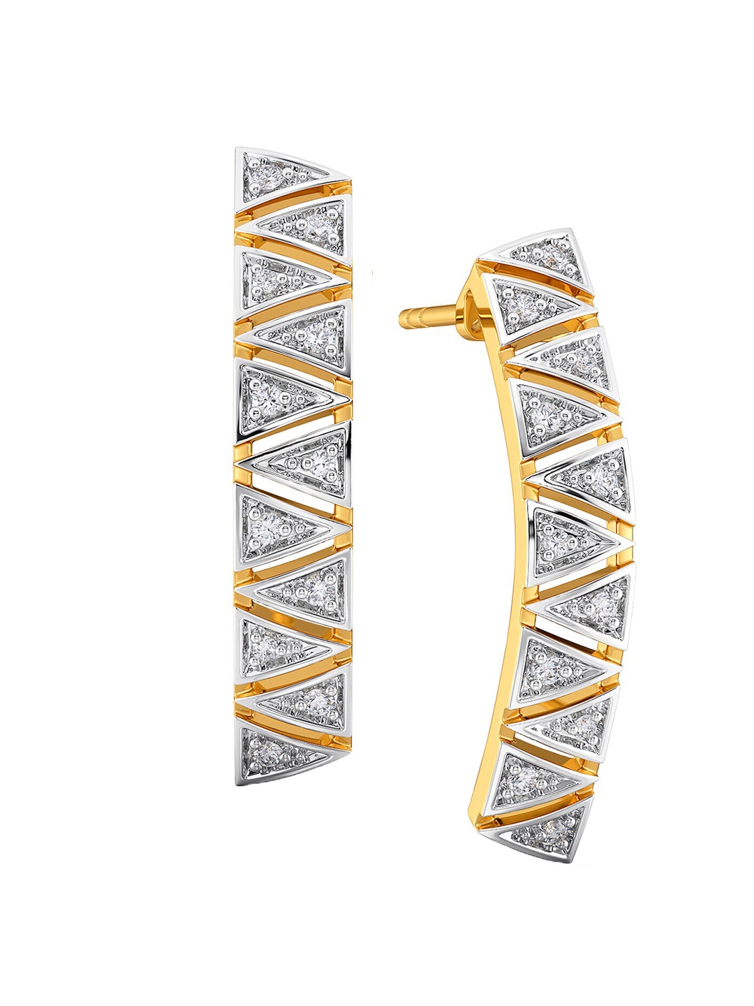 

MELORRA Pro Power Rhodium-Plated Diamond-Studded 18KT Gold Earrings - 4.09 gm