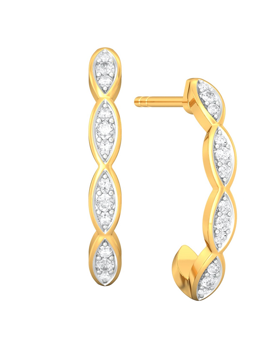 

MELORRA I for Infinity Diamond-Studded 18KT Gold Half Hoop Earrings- 2.4 gm