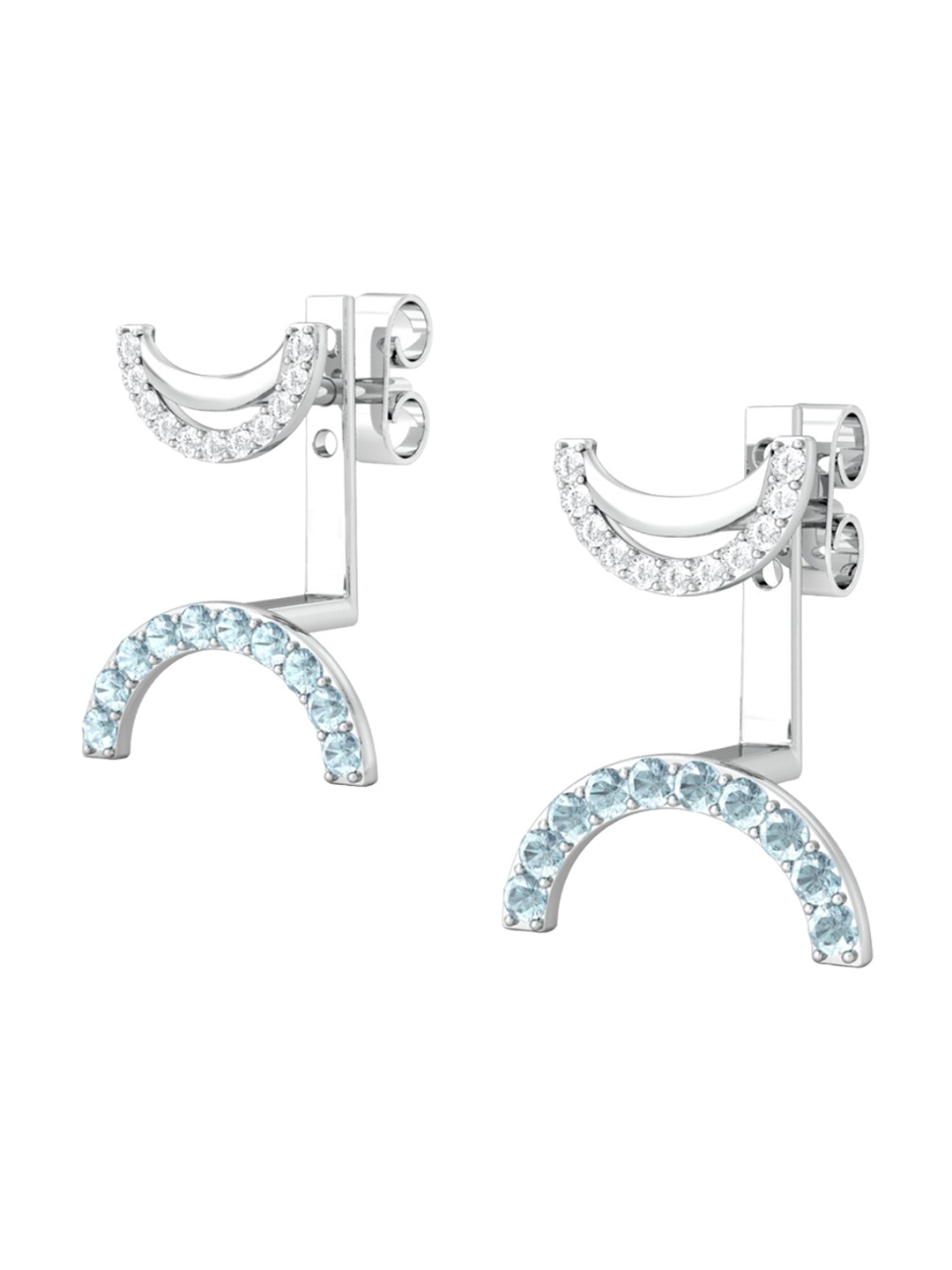 

MELORRA Hip Paperclip 18KT Gold Diamond Stud Earrings-3.22gm, White