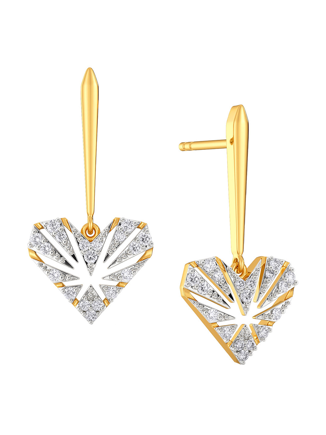 

MELORRA Pattern O Love Rhodium-Plated 18KT Gold Diamond Dangle Earrings-2.78gm