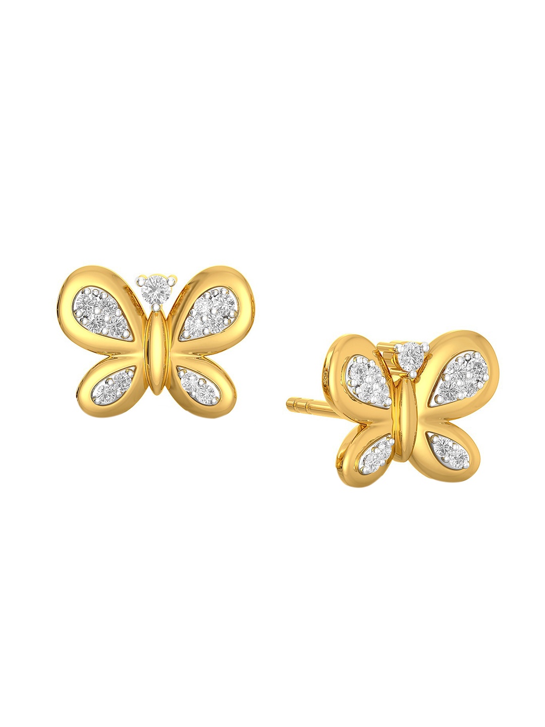 

MELORRA Ripple and Razzle Rhodium-Plated 18KT Gold Diamond Stud Earrings-3.03gm