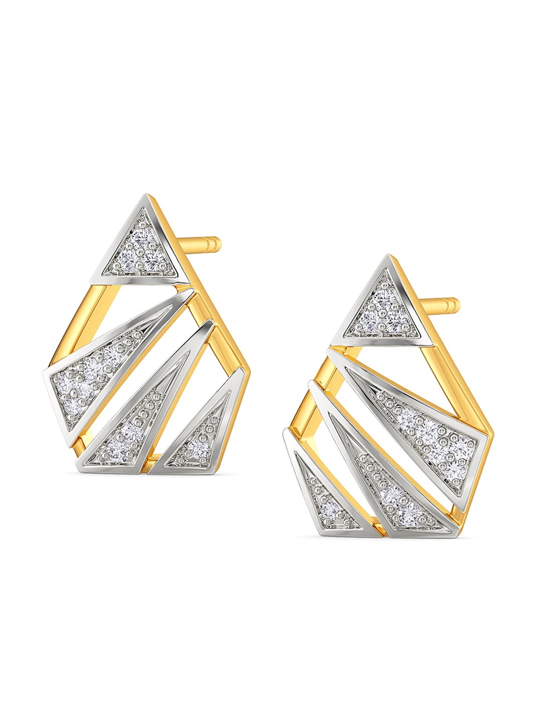 

MELORRA Boss Girl Diamond-Studded Rhodium-Plated 18KT Gold Studs Earrings- 2.95 gm