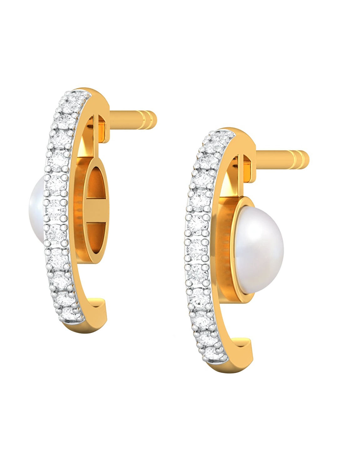 

MELORRA Precious Pairings Rhodium-Plated Diamond-Studded 18KT Gold Hoop Earrings-2.48gm