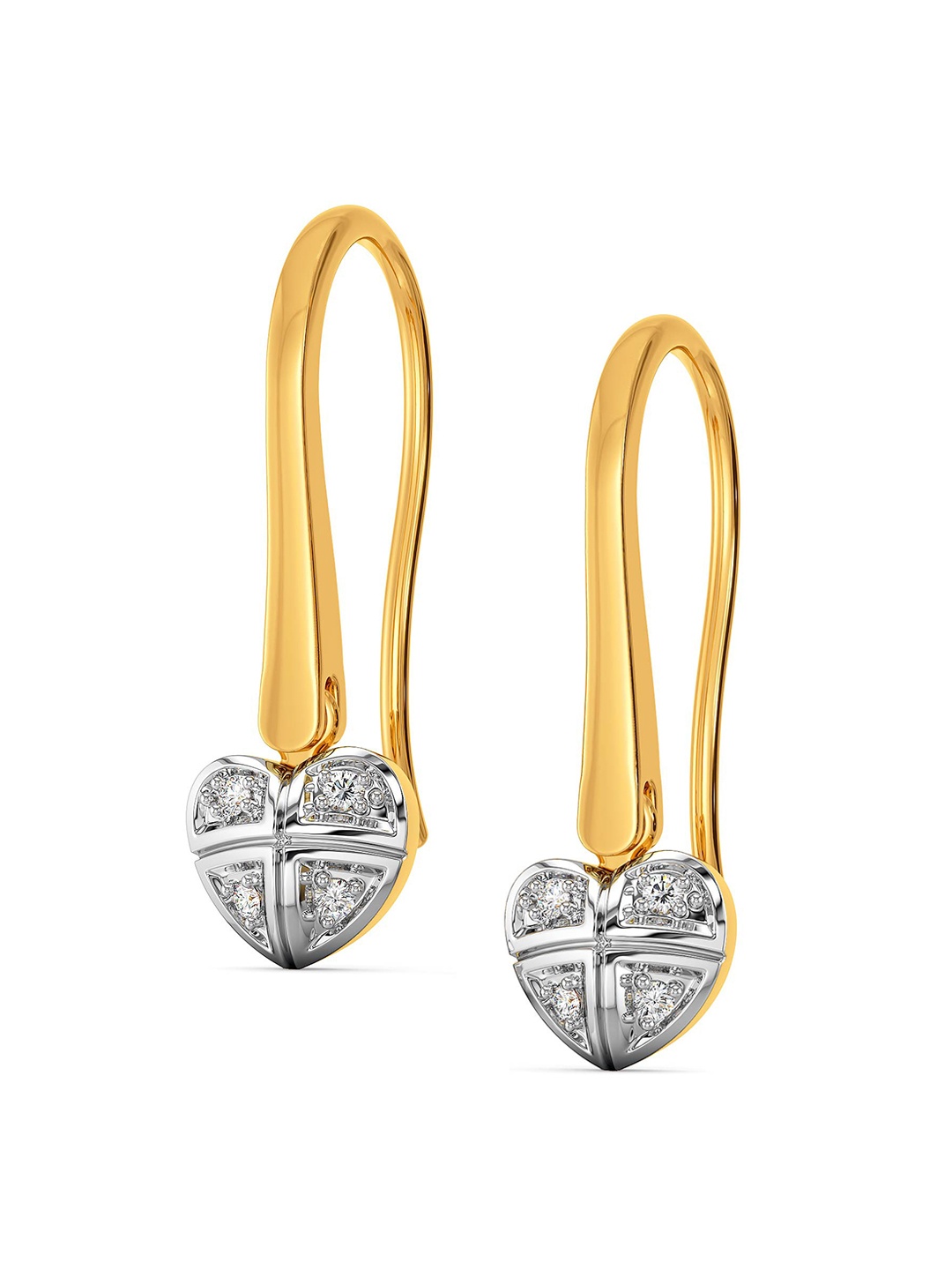 

MELORRA Gingham Desires Diamond-Studded Rhodium-Plated 18KT Gold Drop Earrings- 2.12 gm