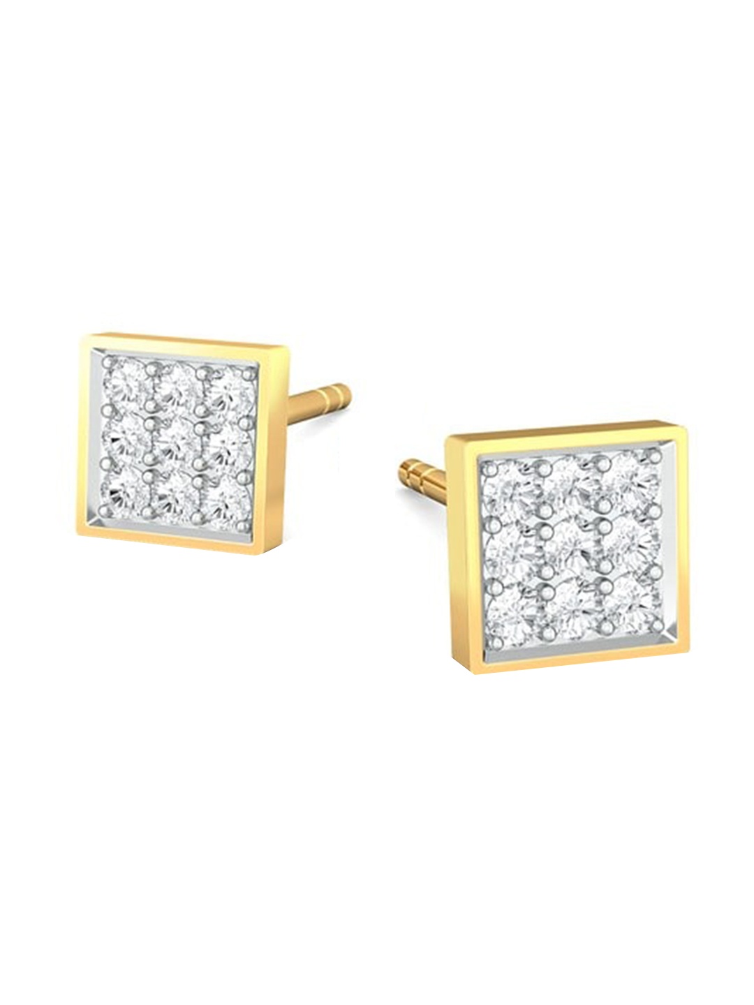 

MELORRA All Square Diamond-Studded 18KT Gold Studs Earrings- 1.47 gm