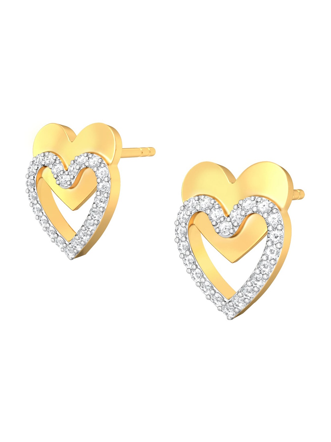 

MELORRA Twice as Nice Rhodium-Plated Diamond-Studded 18KT Gold Stud Earrings-2.7gm