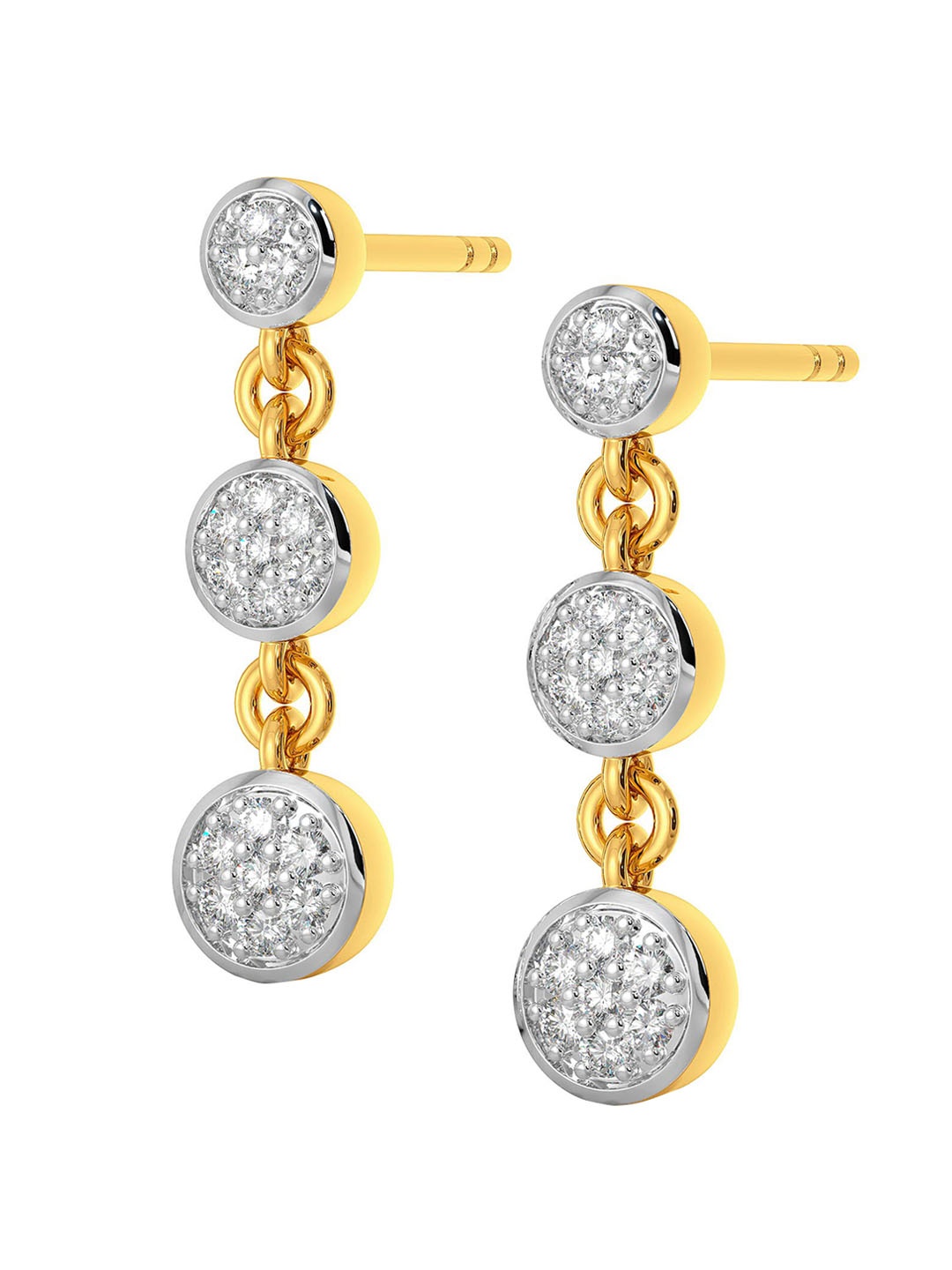 

MELORRA True Troika Rhodium-Plated 18KT Gold Diamond Dangle Earrings-2.52gm