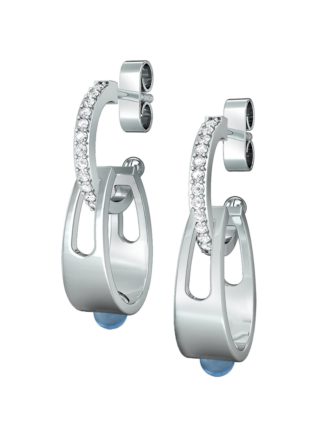 

MELORRA Arctic blue 18KT White Gold Diamond Earrings-4.23gm, Silver