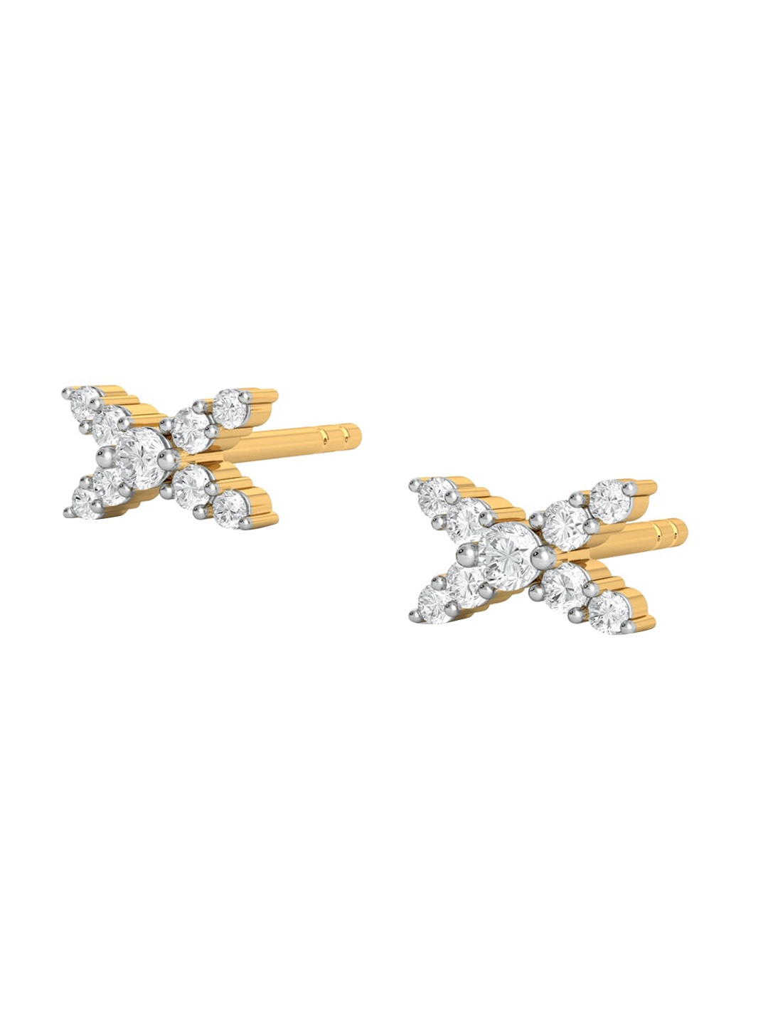 

MELORRA Magique Bravura Rhodium-Plated Diamond- Studded 18KT Gold Stud Earrings-1.22gm