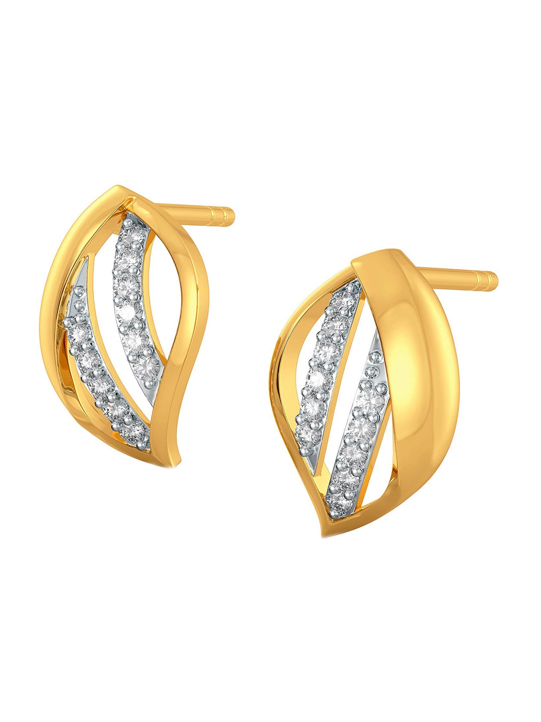 

MELORRA Happy Go Lily Diamond-Studded Rhodium-Plated 18KT Gold Studs Earrings- 2.31 gm