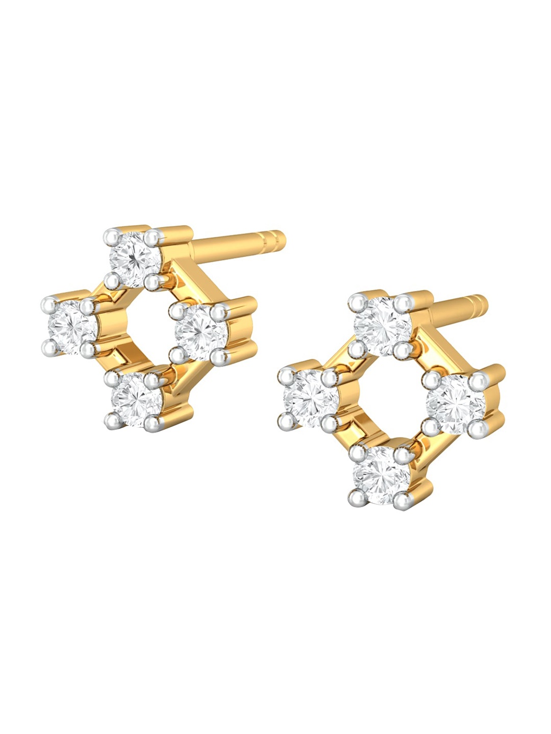 

MELORRA The Opening Act Rhodium-Plated Diamond-Studded 18KT Gold Stud Earrings-1.23gm