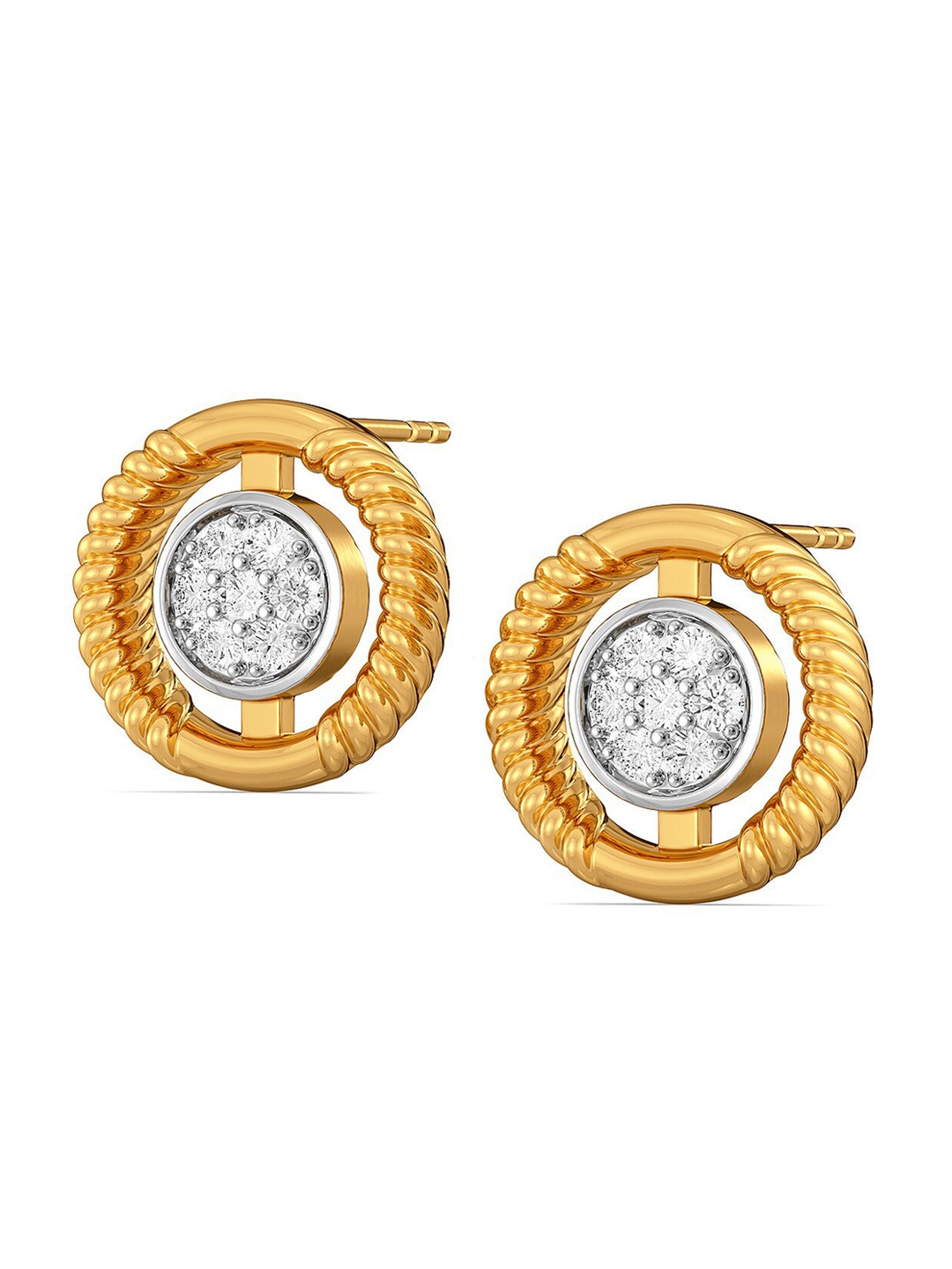 

MELORRA Roman Radar Rhodium-Plated 18KT Gold Diamond Stud Earrings-3.33 gm