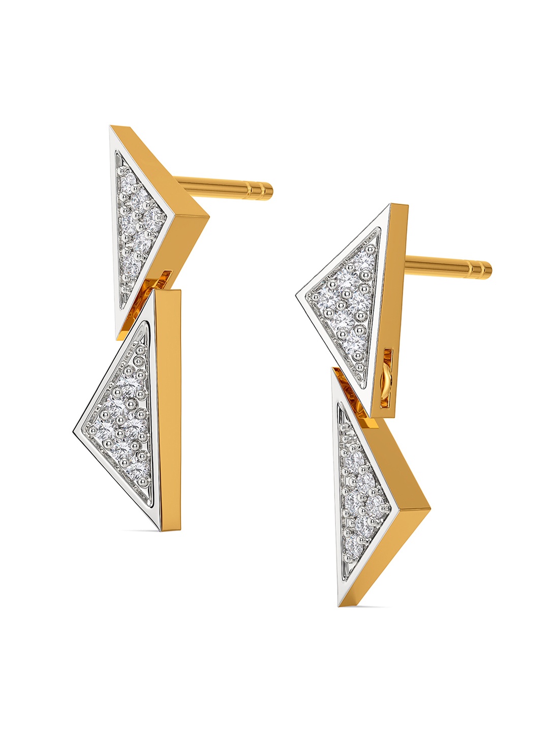 

MELORRA Sharp Edged Diamond-Studded Rhodium-Plated 18KT Gold Drop Earrings- 2.56 gm