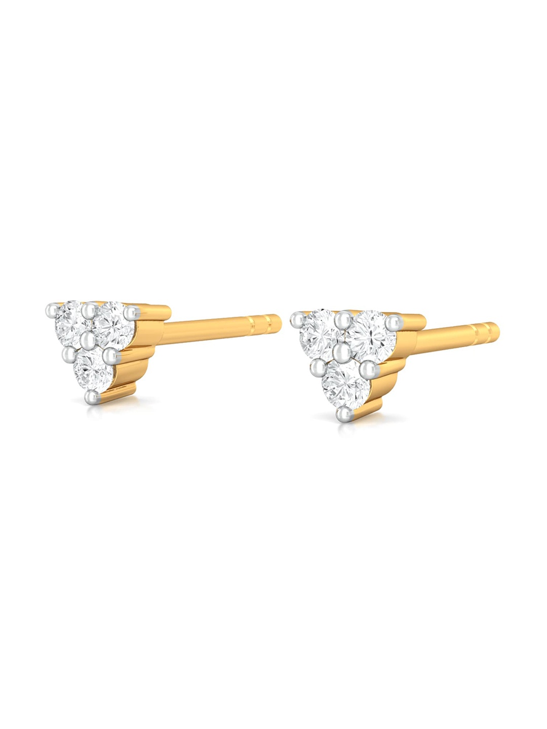 

MELORRA Trip Terrific Rhodium-Plated Diamond-Studded 18KT Gold Stud Earrings - 0.74 gm