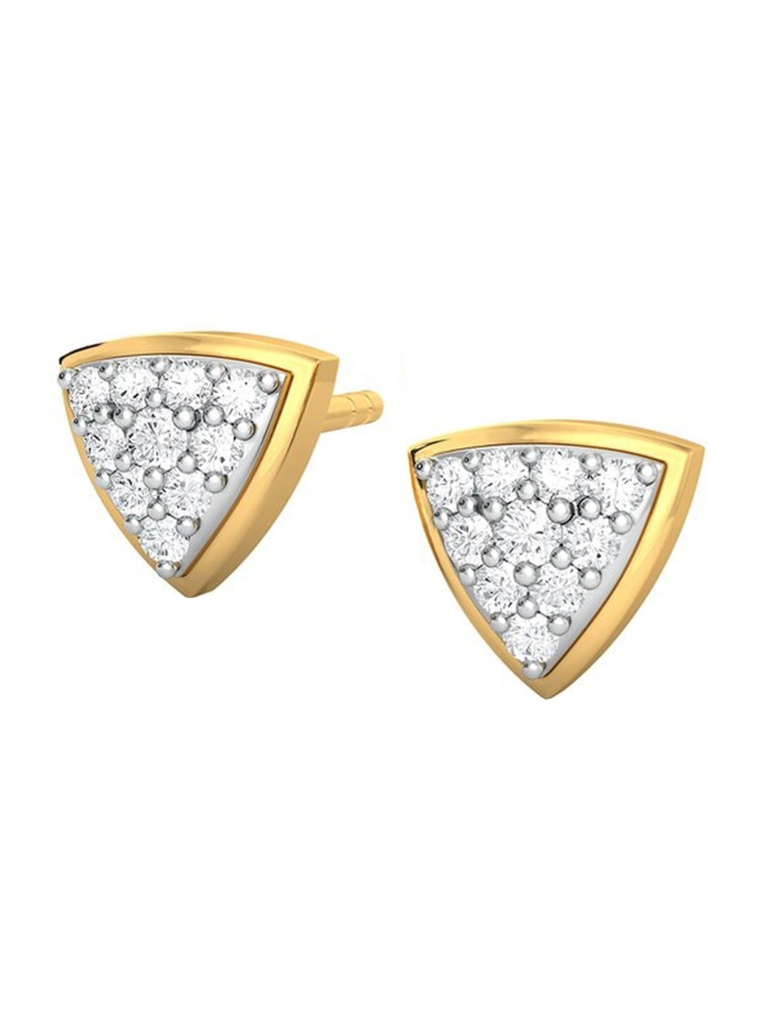 

MELORRA Triangle Bedazzle Rhodium-Plated 18KT Gold Diamond Stud Earrings-1.85gm