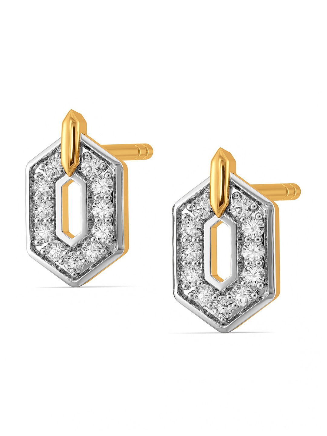 

MELORRA Sober Slays Rhodium-Plated 18KT Gold Diamond Stud Earrings-1.51gm