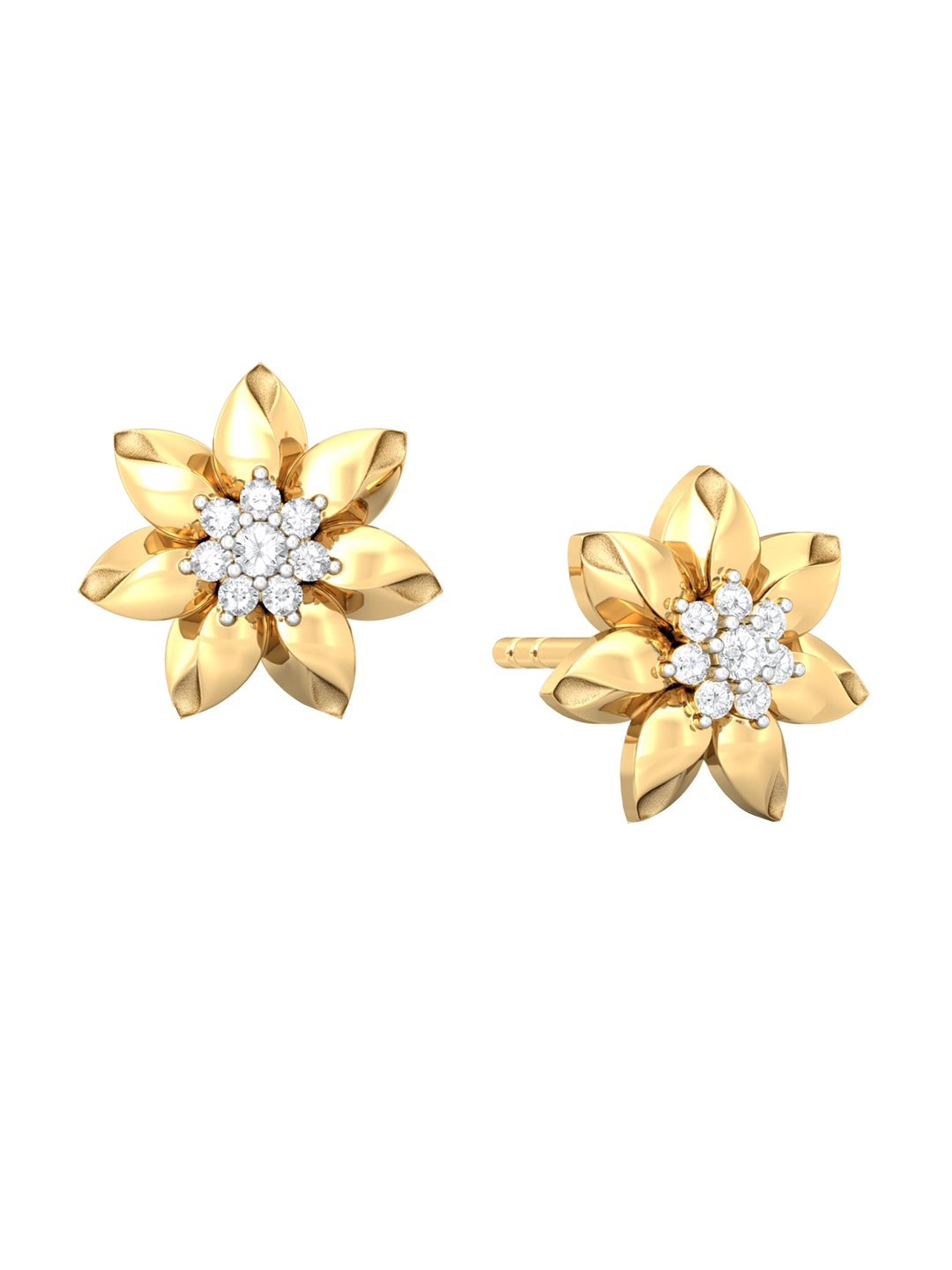

MELORRA Lily Love Diamond-Studded 18KT Gold Studs Earrings- 3.1 gm