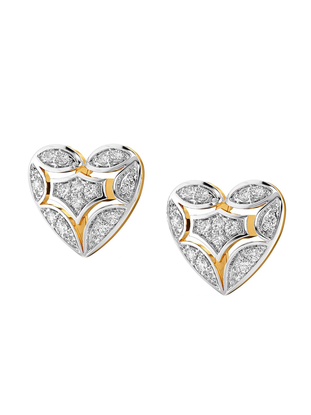 

MELORRA Art of Love Rhodium Plated 18KT Gold Diamond Stud Earrings-2.65 gm