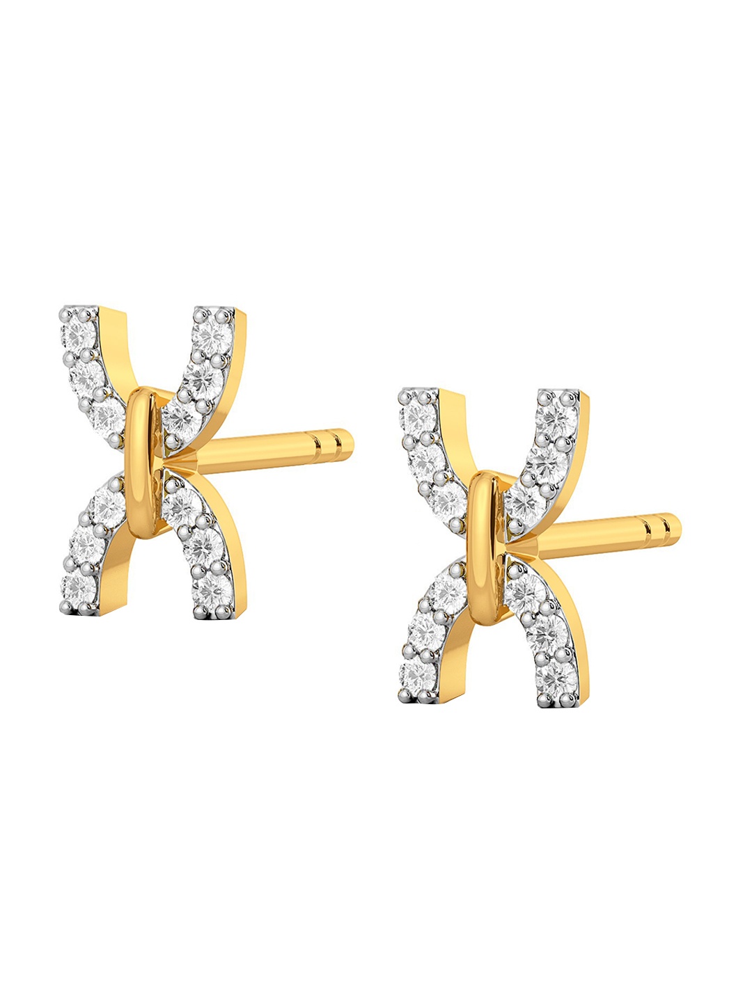 

MELORRA Yester Hue Rhodium-Plated Diamond-Studded 18KT Gold Stud Earrings - 1.46 gm