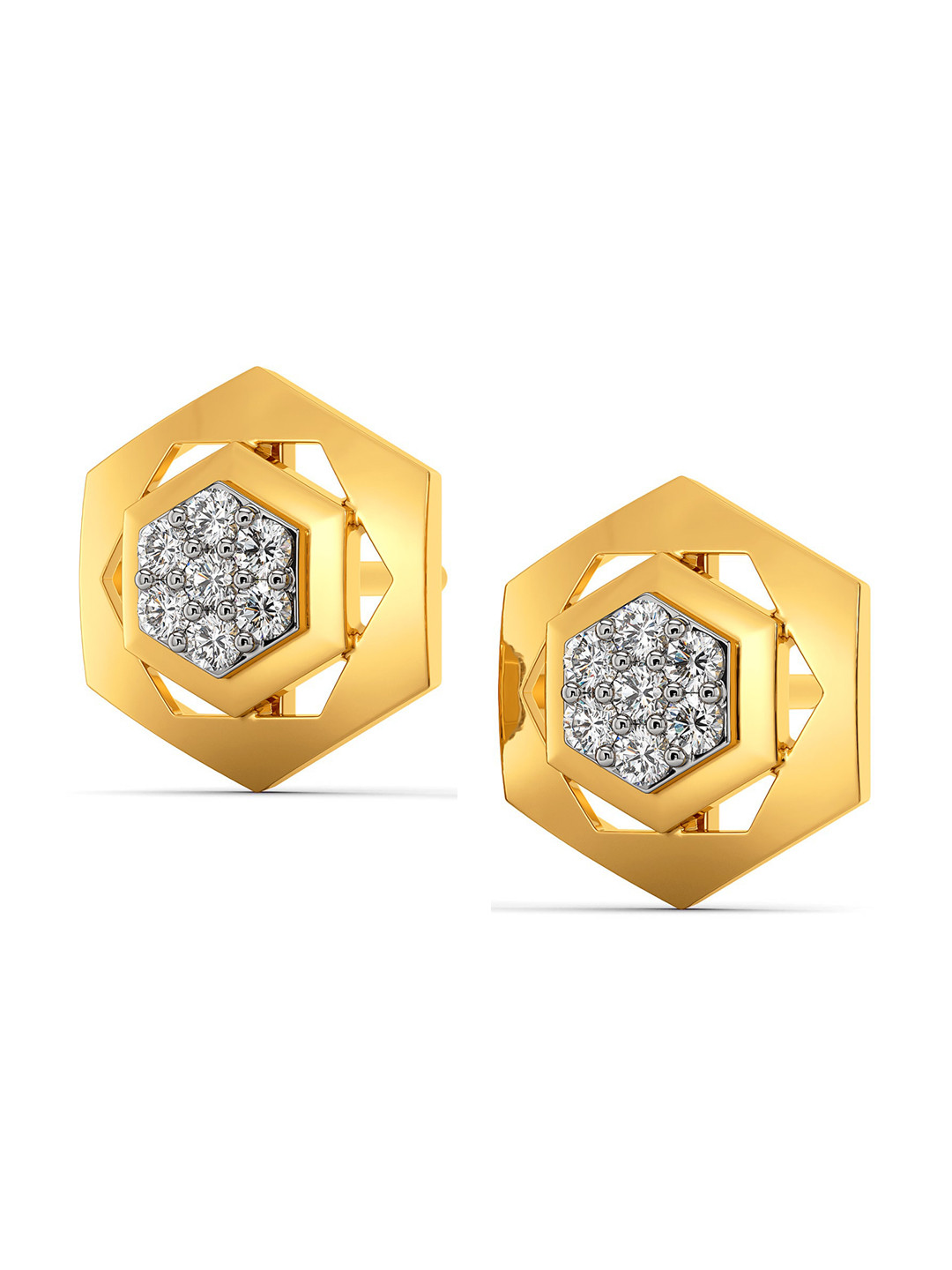

MELORRA Crisp Suiting Diamond-Studded Rhodium-Plated 18KT Gold Studs Earrings- 2.53 gm