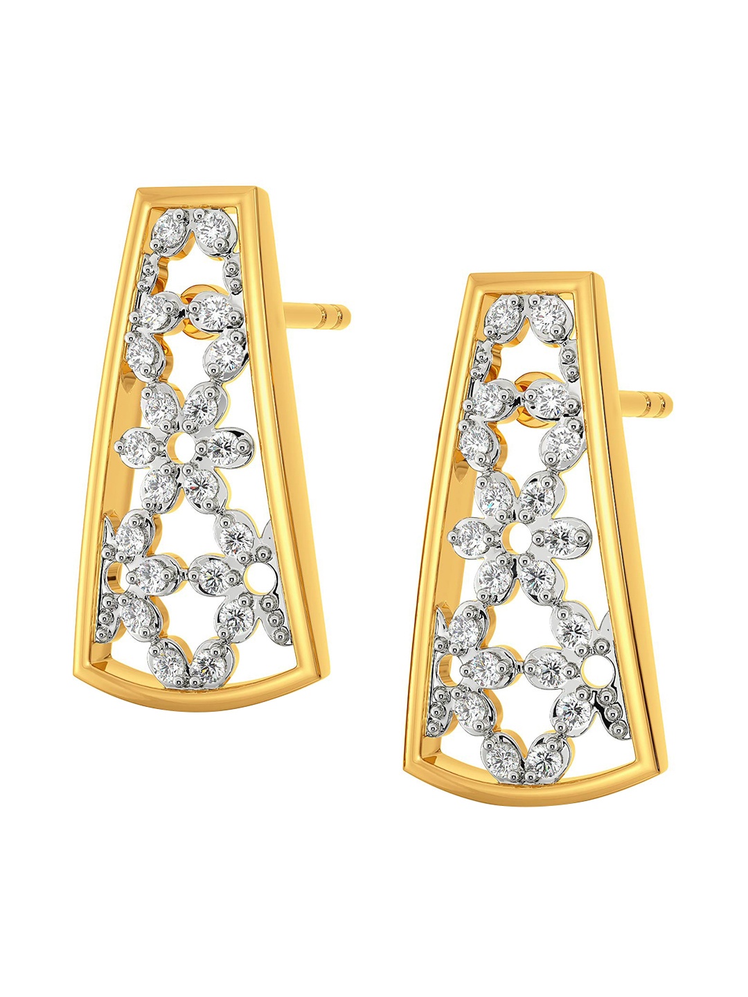 

MELORRA Brace for Lace Rhodium-Plated Diamond- Studded 18KT Gold Stud Earrings 3.2gm