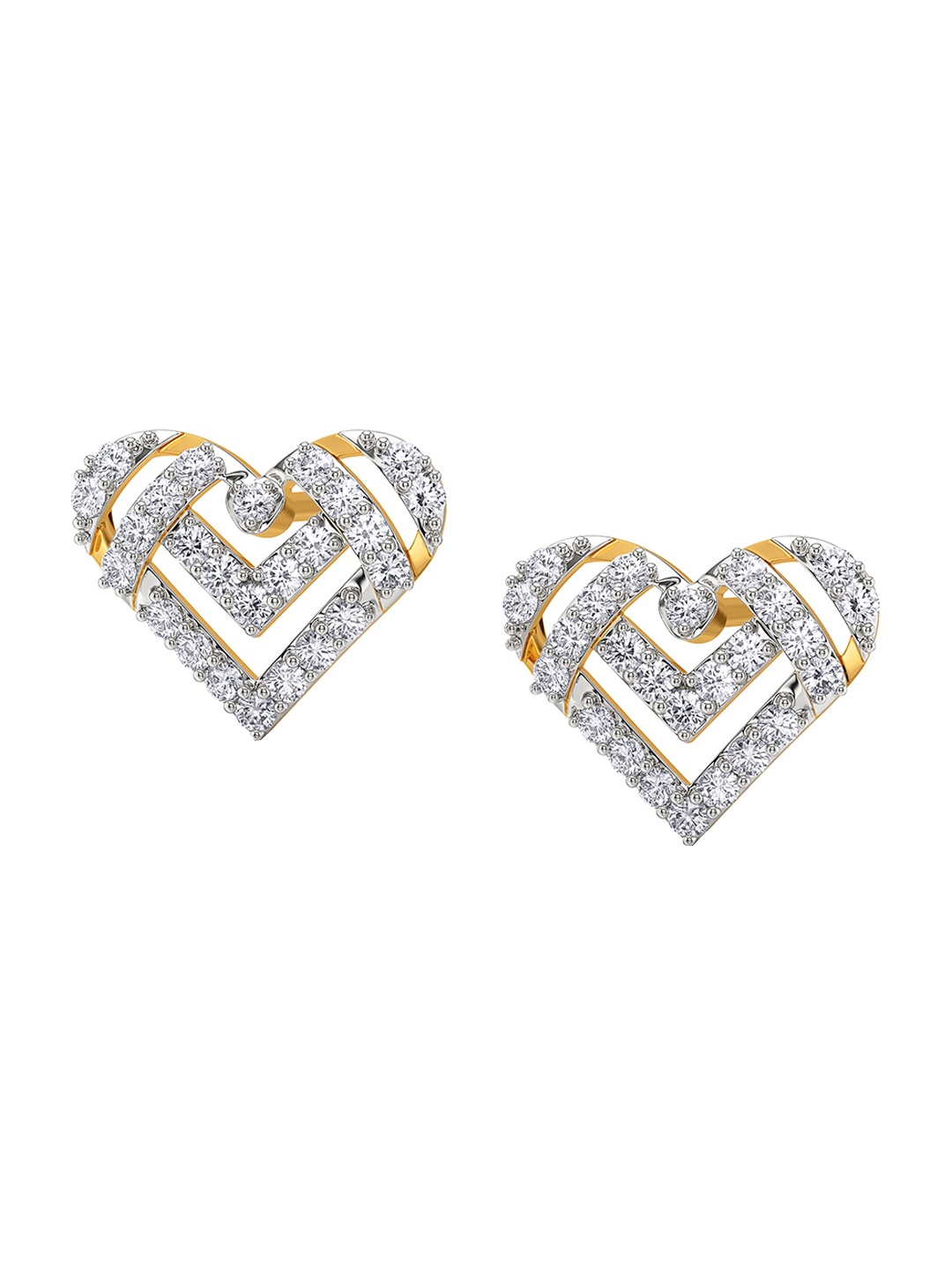 

MELORRA France N Romance Diamond-Studded Rhodium-Plated 18KT Gold Studs Earrings- 1.9 gm