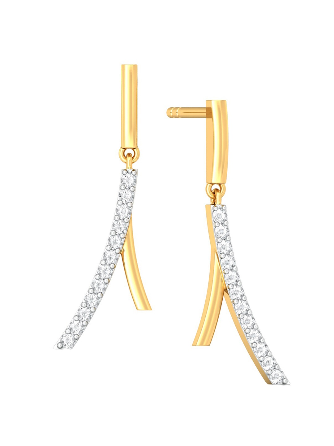 

MELORRA Cool Curves Diamond-Studded 18KT Gold Drop Earrings- 2.87 gm
