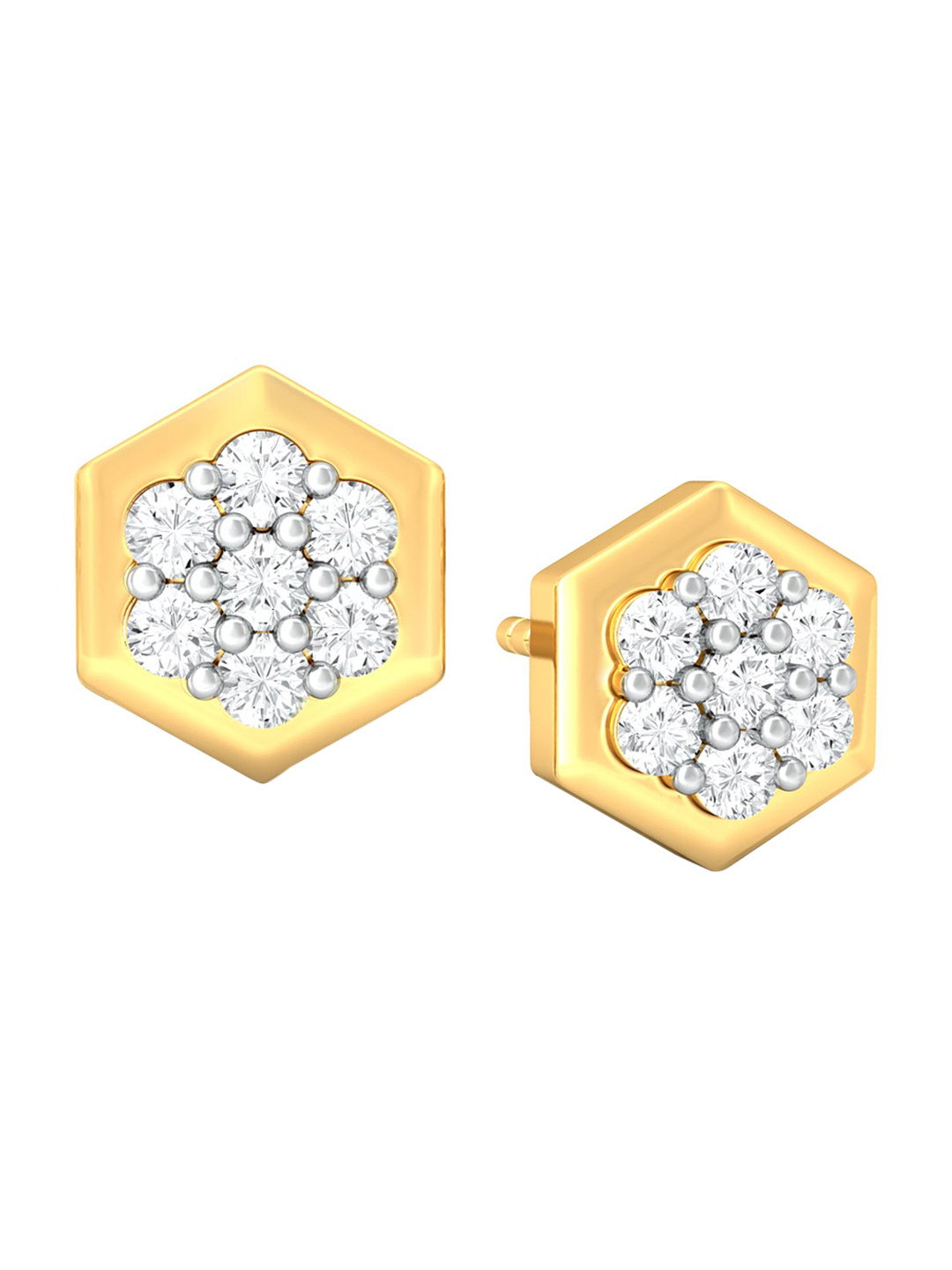 

MELORRA Orb Reverb Rhodium Plated 18KT Gold Diamond Stud Earrings-1.86 gm