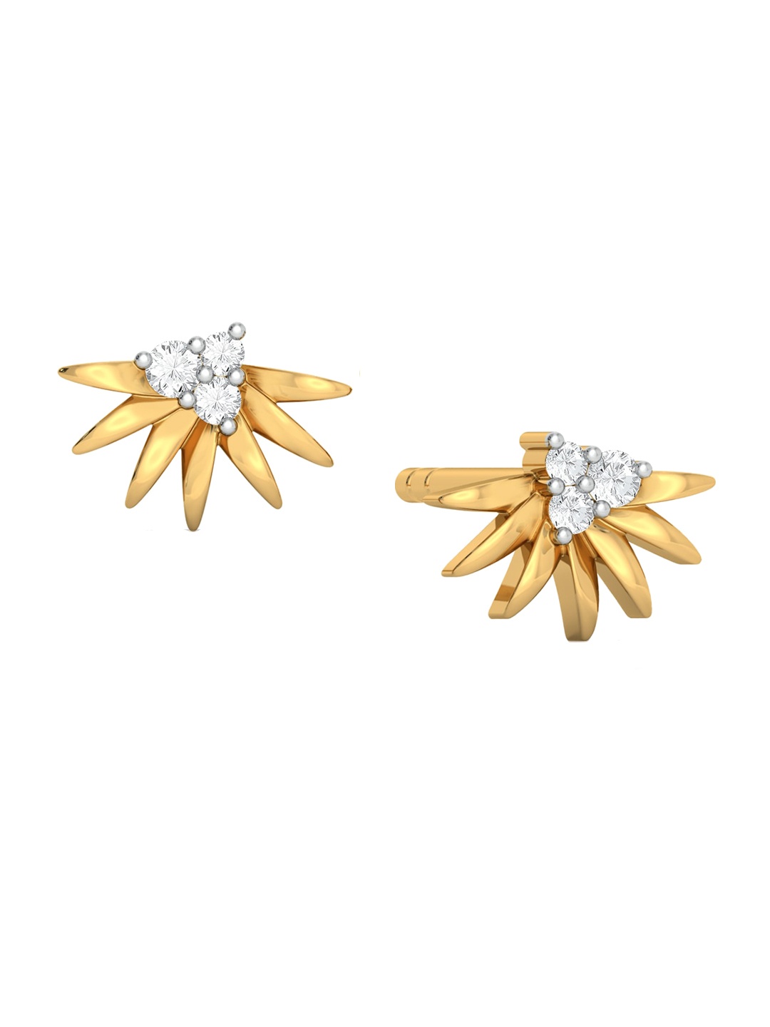 

MELORRA Spike N Like Diamond-Studded Rhodium-Plated 18KT Gold Studs Earrings- 1.14 gm
