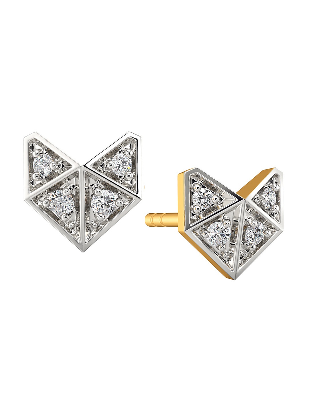 

MELORRA Crush O Check Rhodium-Plated 18KT Gold Diamond Stud Earrings-1.43gm