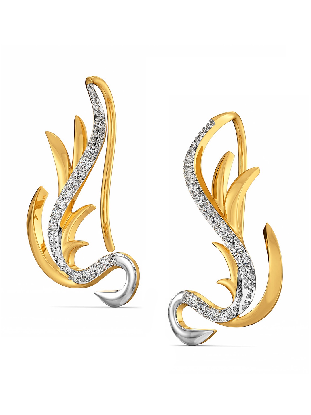 

MELORRA Whiteout Fantasy Rhodium Plated 18KT Gold Diamond Dangle Earrings-3.41gm