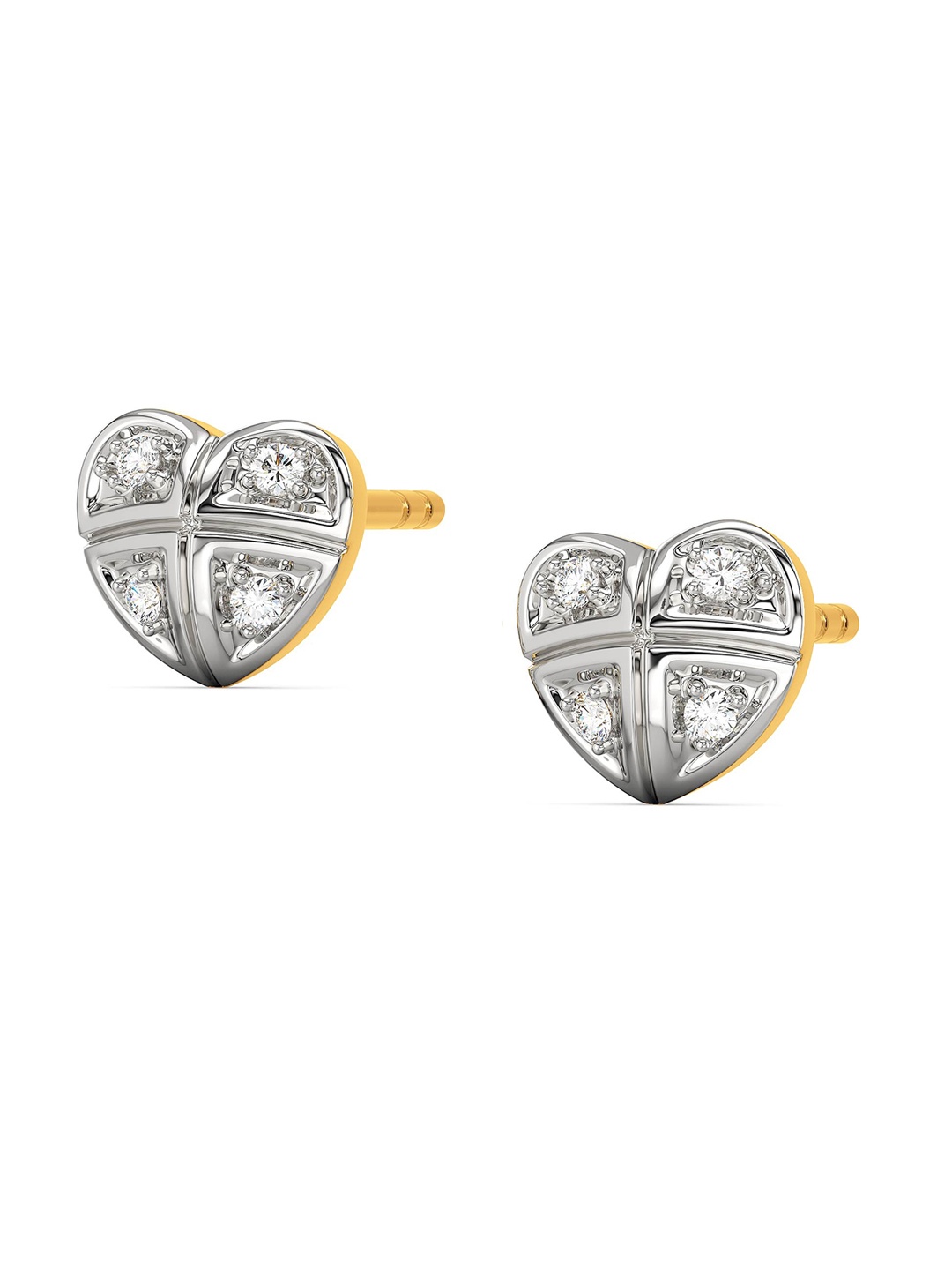 

MELORRA Gingham Desires Diamond-Studded Rhodium-Plated 18KT Gold Studs Earrings- 1.48 gm