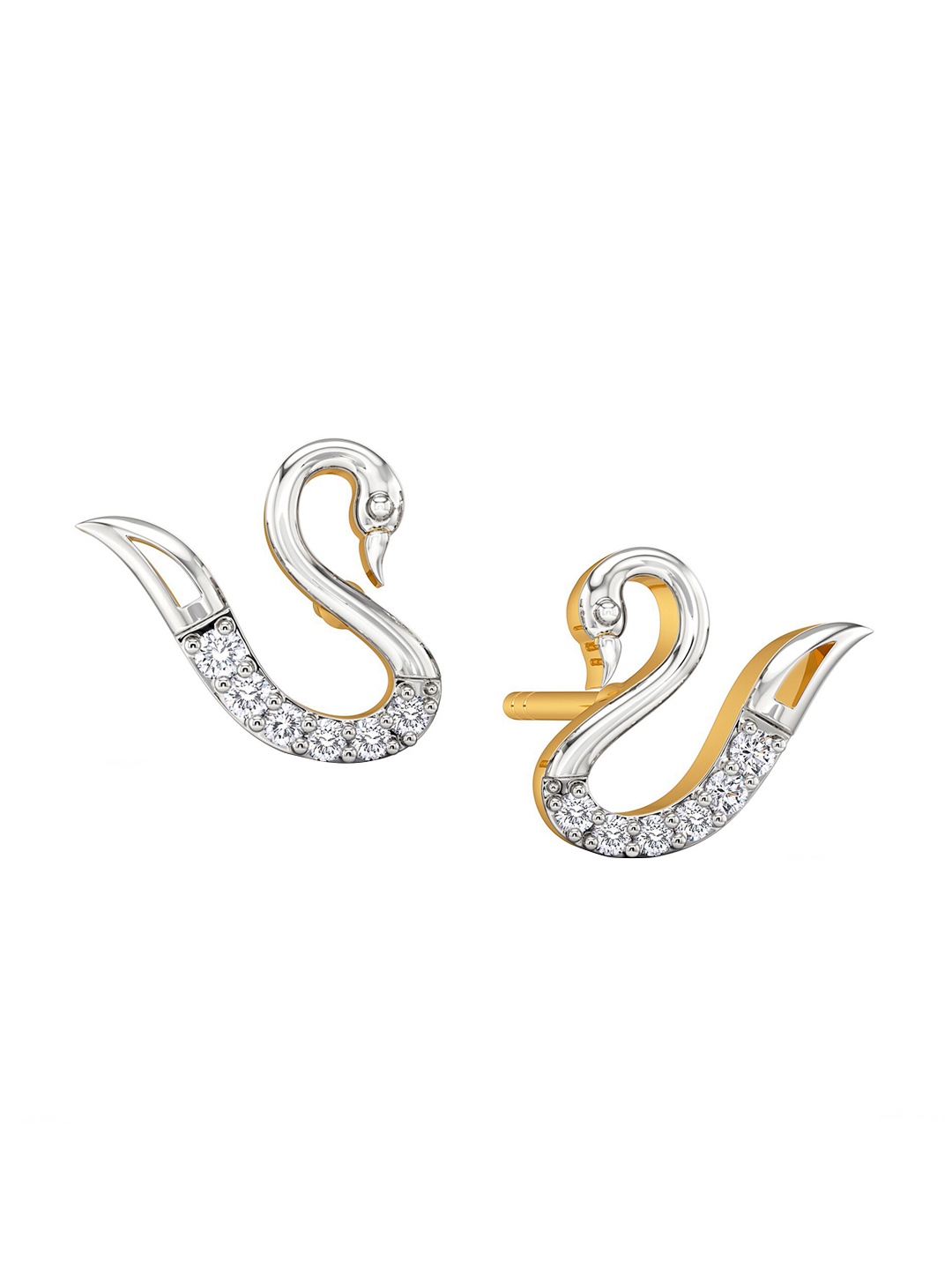 

MELORRA Bold N Brave Rhodium-Plated 18KT Gold Diamond Stud Earrings-2.13gm