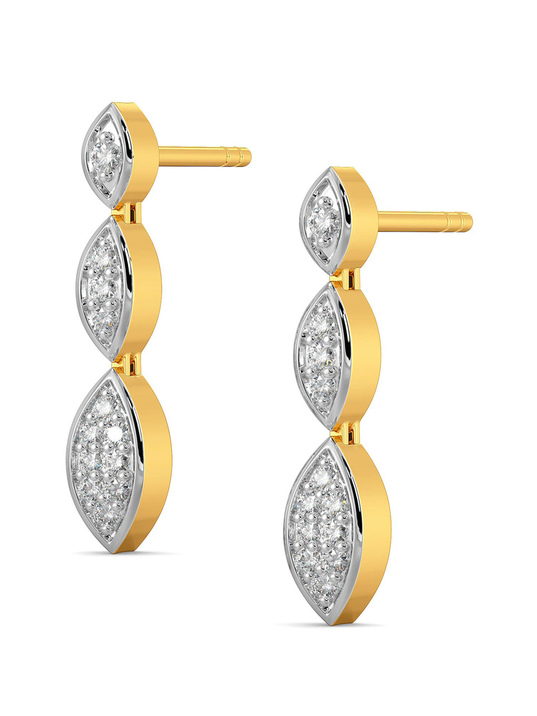 

MELORRA 18KT Gold Theory of Trine Diamond-Studded Stud Earrings-2.66gm, Yellow