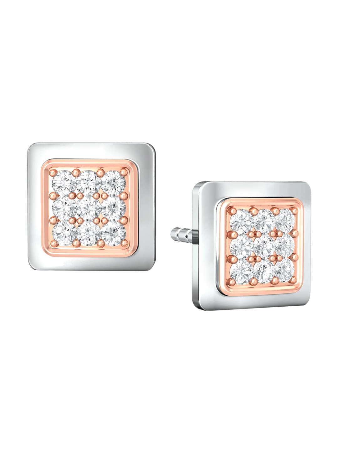 

MELORRA Lasting Impression 18KT White Gold Diamond Stud Earrings-2.2gm, Silver