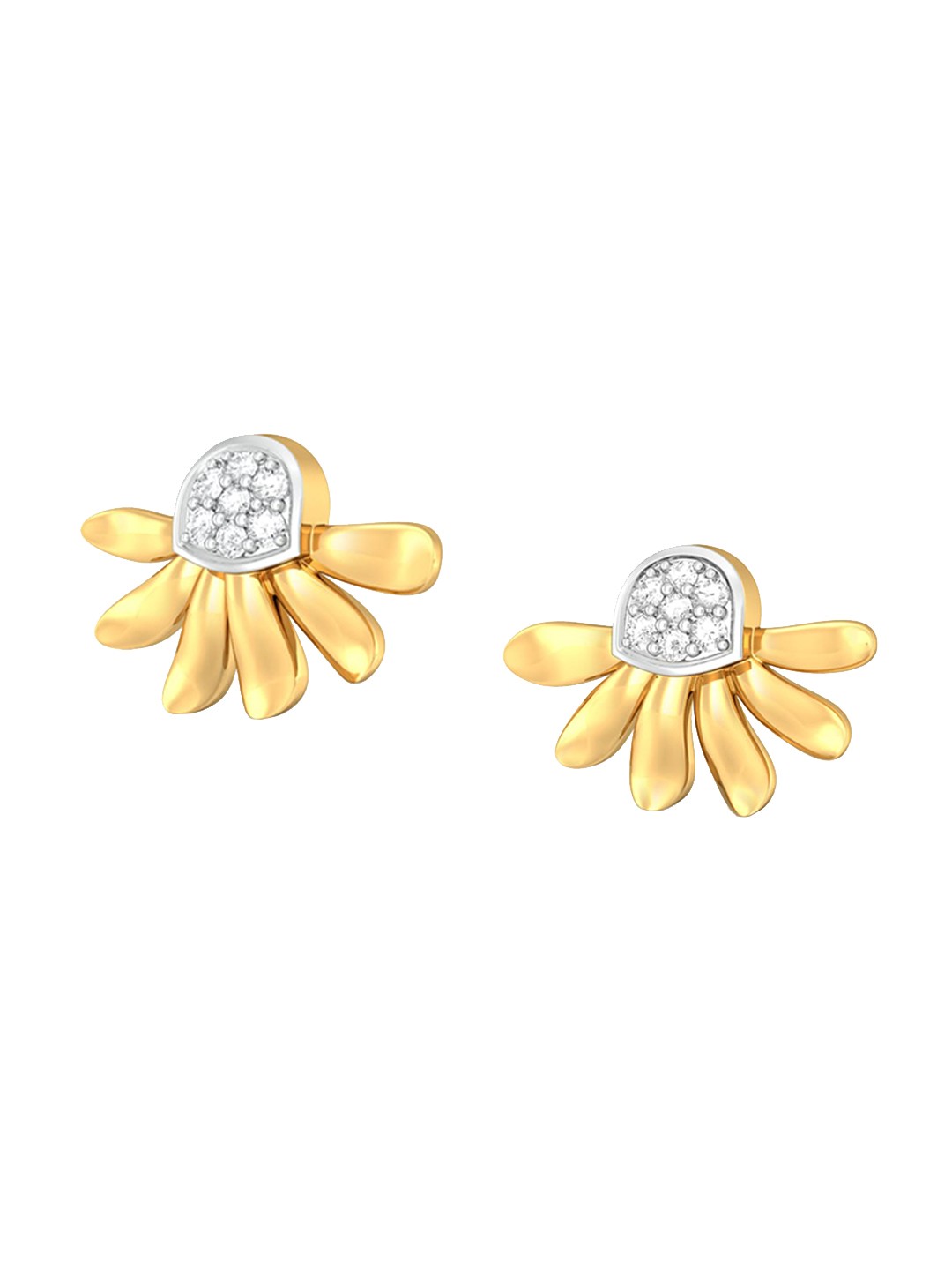 

MELORRA Bold Blooms Diamond-Studded Rhodium-Plated 18KT Gold Studs Earrings- 2.45 gm
