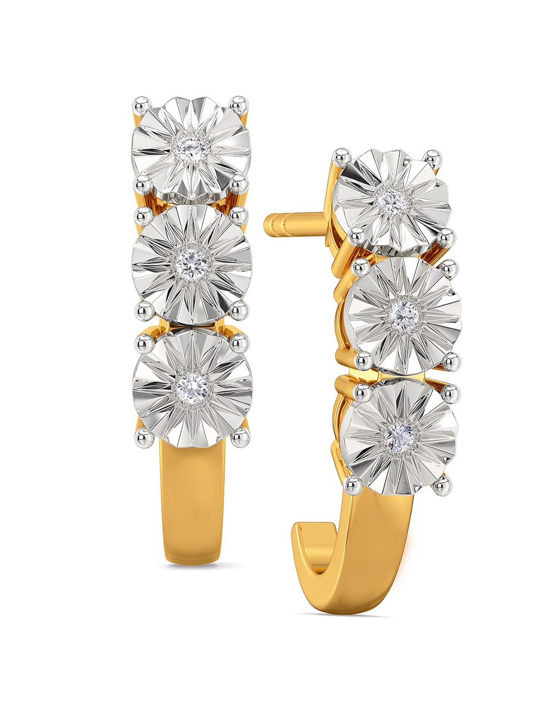 

MELORRA Dazzle Daze Diamond-Studded Rhodium-Plated 18KT Gold Earrings- 3.18 gm
