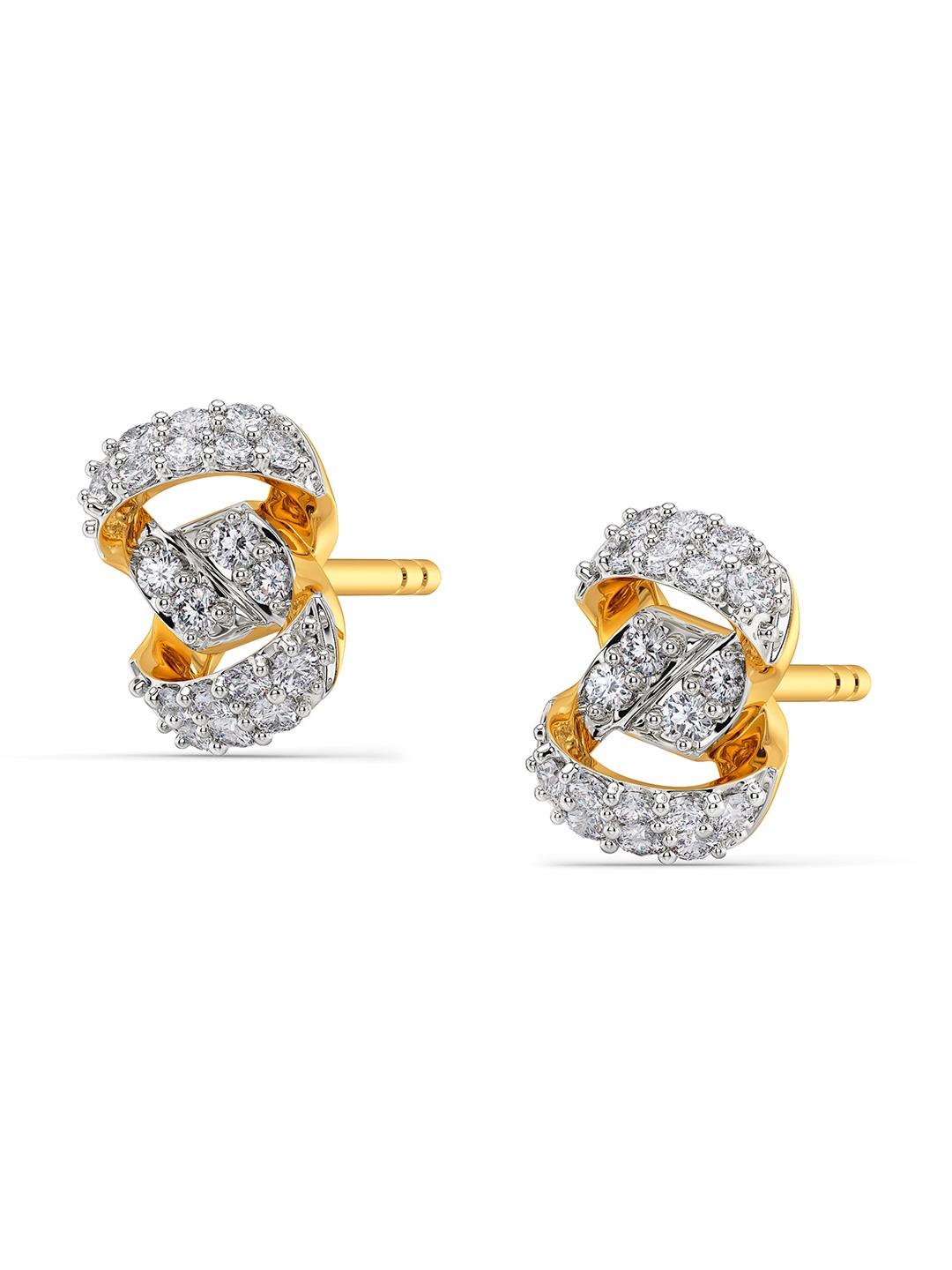 

MELORRA Structural Drama Rhodium-Plated 18KT Gold Diamond Stud Earrings-1.66gm