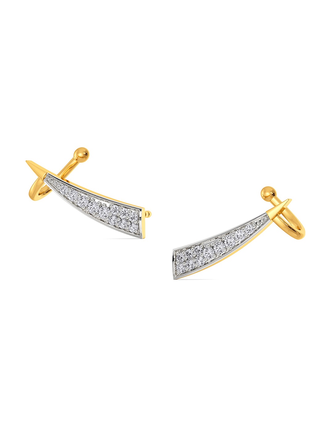 

MELORRA Leader Like Diamond-Studded Rhodium-Plated 18KT Gold Stud Earrings-2.52gm