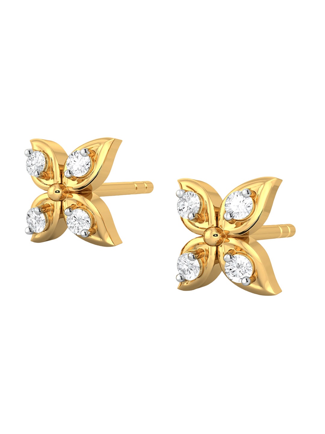 

MELORRA Four Flora Diamond Studded Rhodium plated 18KT Gold Earrings-1.81gm