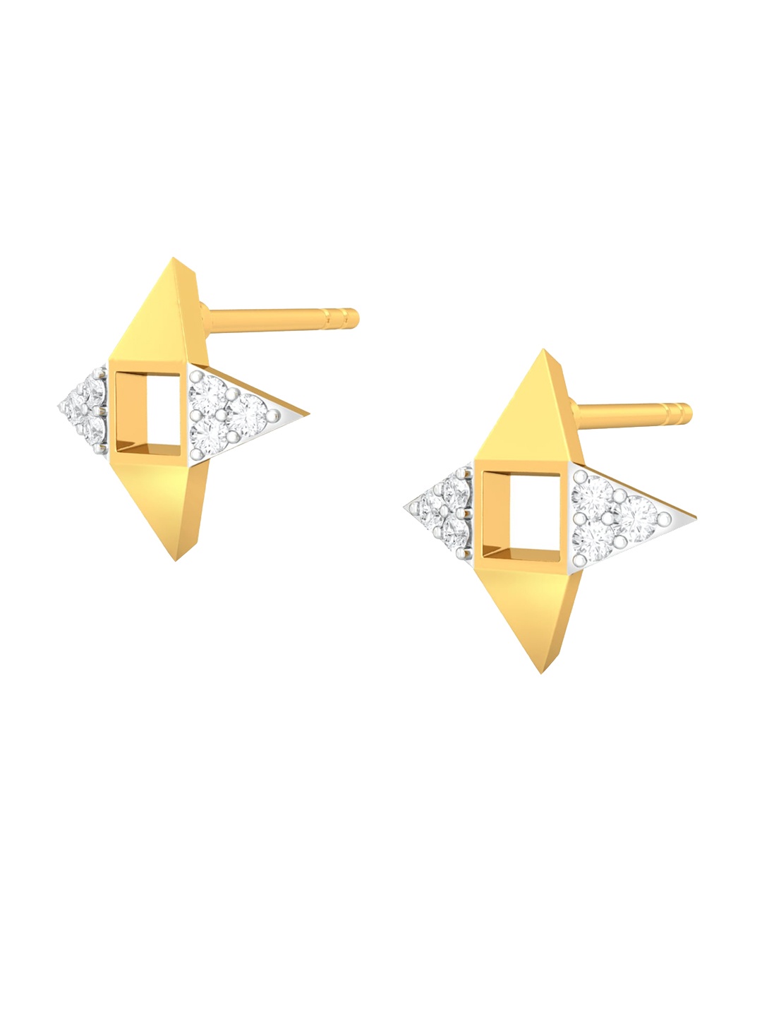 

MELORRA Renaissance Queen Rhodium-Plated 18KT Gold Diamond Stud Earrings-1.73gm