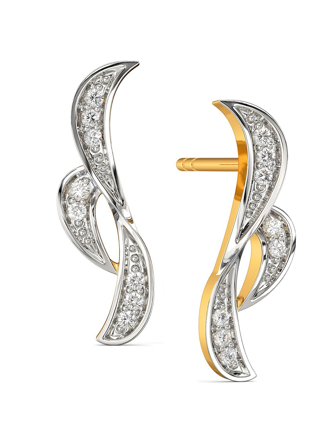 

MELORRA Whimsical Hats Rhodium Plated 18KT Gold Diamond Earrings-2.12gm