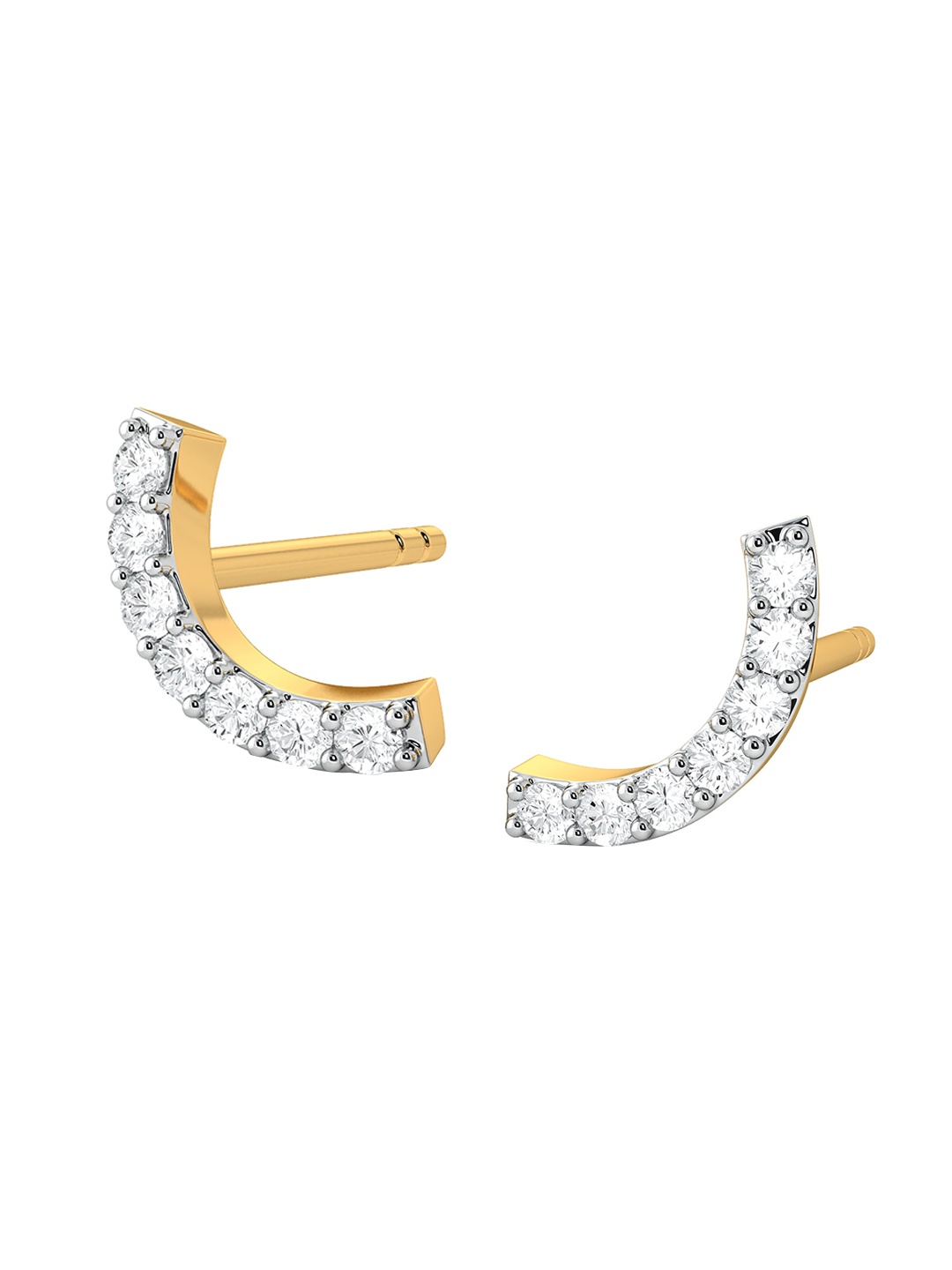 

MELORRA Camber Drift Diamond-Studded Rhodium-Plated 18KT Gold Studs Earrings- 1.04 gm