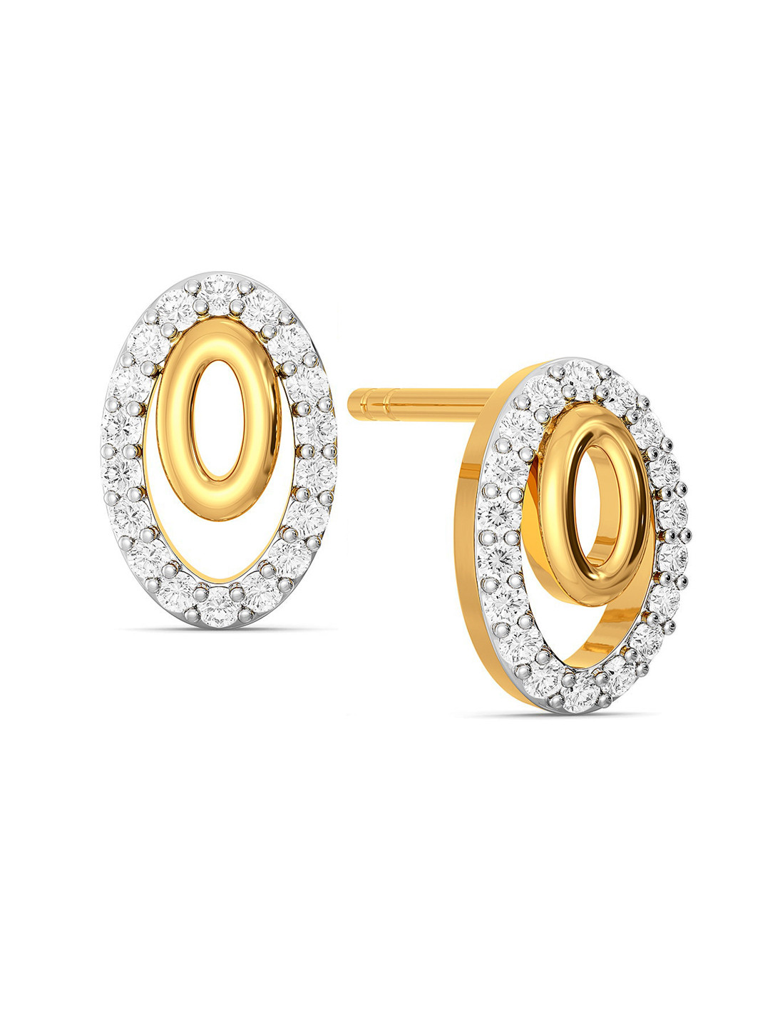 

MELORRA Twinkle Twin Diamond-Studded Rhodium-Plated 18KT Gold Studs Earrings- 1.99 gm