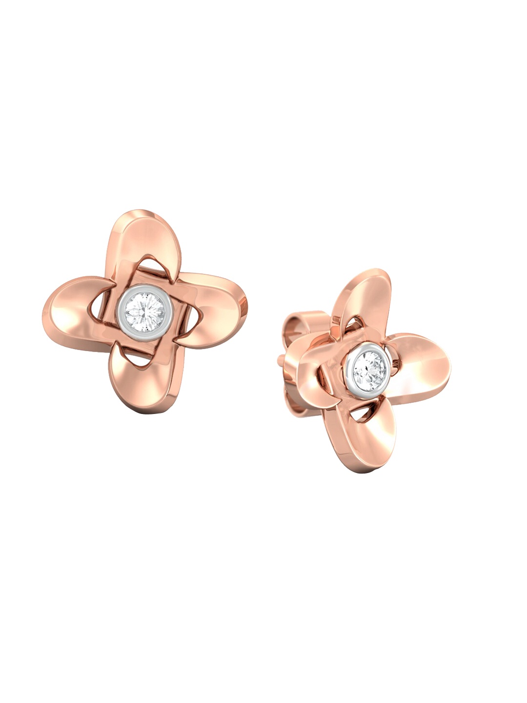 

MELORRA Cuckoo-Flower 18KT Rose Gold Diamond Stud Earrings- 3.13gm