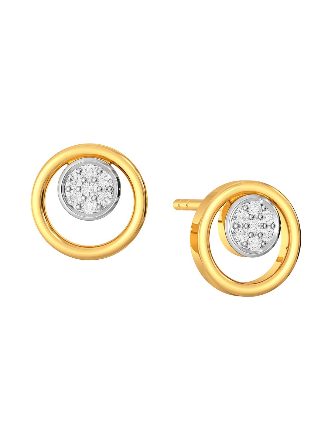 

MELORRA Double Sphere Rhodium-Plated 18KT Gold Diamond Stud Earrings-2.23gm