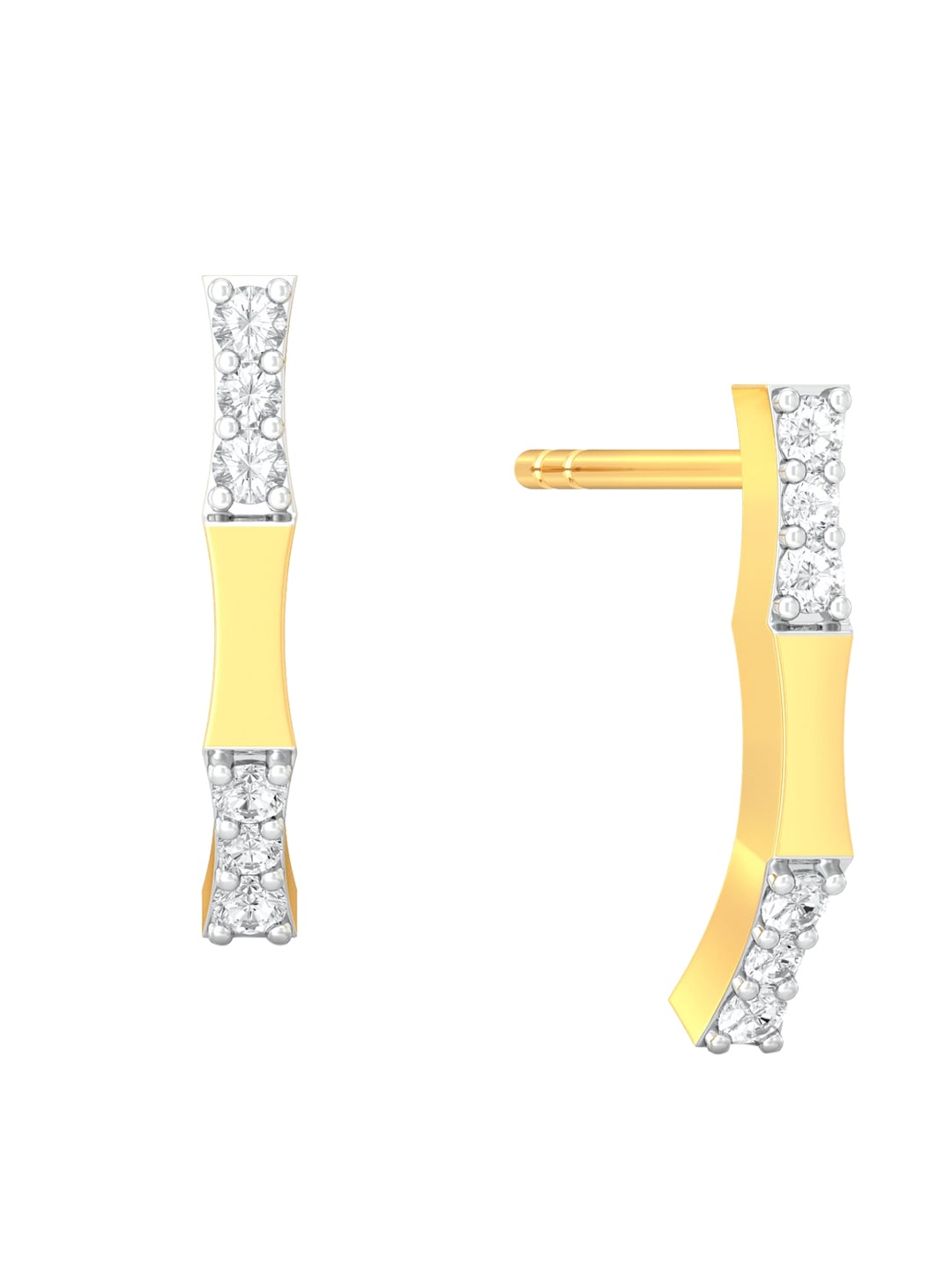 

MELORRA 18KT Gold Nightqueen Diamond-Studded Stud Earrings 1.76 g, Yellow